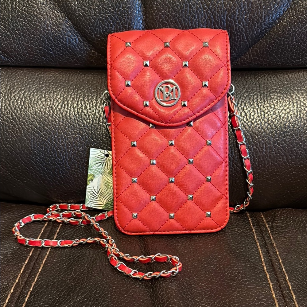 Red Quilted Crossbody Phone Bag